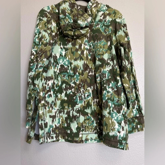 Isaac Mizrahi Live Green‎ Brown Camo Style Hoodie Sweatshirt Size Medium - Picture 5 of 10